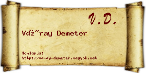 Váray Demeter névjegykártya